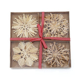 Salcar 12-teiliges Weihnachtsbaumschmuck aus Stroh – Handgemachte Strohsterne Set, natürliche Christbaum Anhänger für nachhaltige Weihnachtsdekoration im skandinavischen Stil